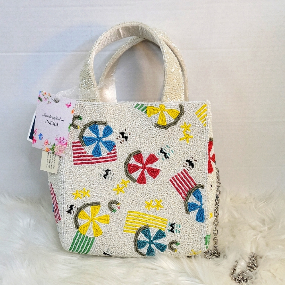 India Boutique‎ Multicolor Beaded Umbrella Tote